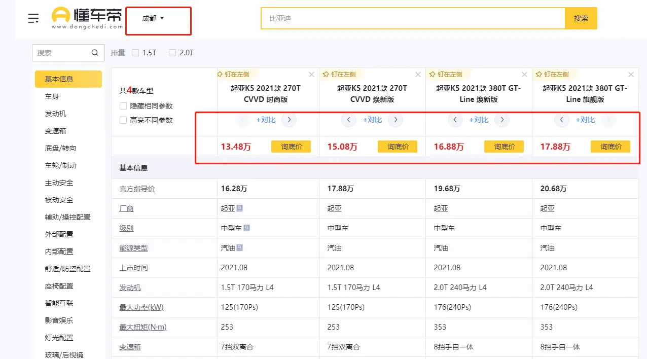 高颜值合资轿跑，起亚K5降到13.48万，轴距2900mm，竞争凯美瑞